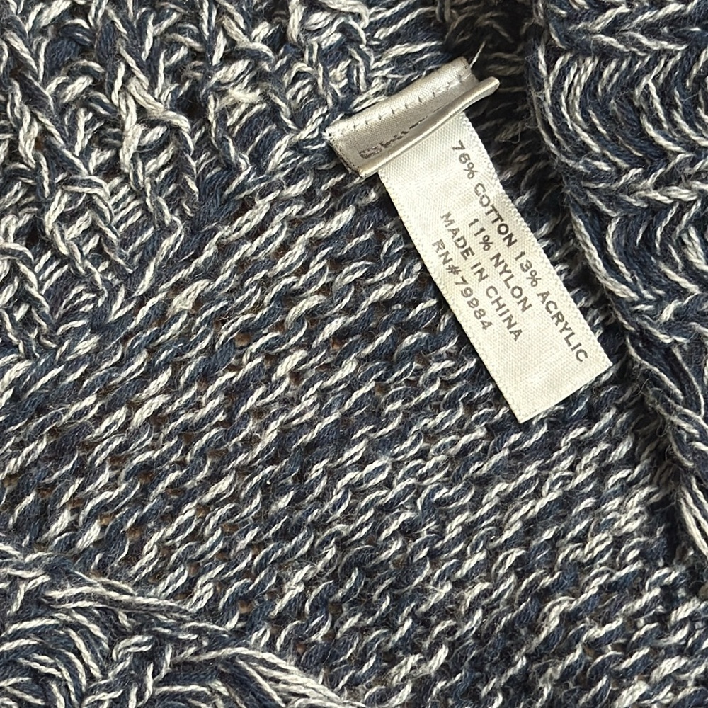 Chico’s Blue Marled Ruffle Knit Poncho Shawl One Size - Picture 3 of 6